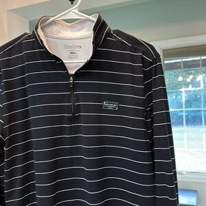 Good Good Golf black and white stripe Quarter Zip. Size Small.
